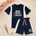 Boys Navy Blue & White T-Shirt & Shorts Set