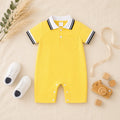 Plush - Polo Romper - Yellow with White Collars